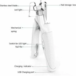 TANABATA Coupe Ongle Chien Chats Avec Lumière LED Rechargeable USB,Lime à Griffes Cachée Et Verrou De Sécurité Outil De Toilettage Sûr Pour Chiens, Chats Et Autres Animaux De Compagnie - Blanc 7 TANABATA Coupe Ongle Chien Chats Avec Lumière LED Rechargeable USB,Lime à Griffes Cachée Et Verrou De Sécurité Outil De Toilettage Sûr Pour Chiens, Chats Et Autres Animaux De Compagnie - Blanc -Toilletage et hygiène du chien Soldes 44486967 3