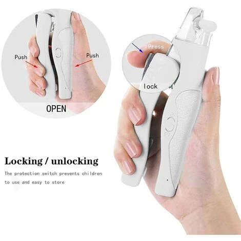 TANABATA Coupe Ongle Chien Chats Avec Lumière LED Rechargeable USB,Lime à Griffes Cachée Et Verrou De Sécurité Outil De Toilettage Sûr Pour Chiens, Chats Et Autres Animaux De Compagnie - Blanc 4 TANABATA Coupe Ongle Chien Chats Avec Lumière LED Rechargeable USB,Lime à Griffes Cachée Et Verrou De Sécurité Outil De Toilettage Sûr Pour Chiens, Chats Et Autres Animaux De Compagnie - Blanc – Image 4