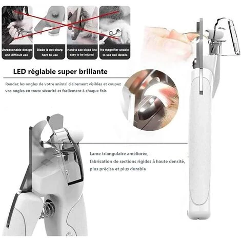 TANABATA Coupe Ongle Chien Chats Avec Lumière LED Rechargeable USB,Lime à Griffes Cachée Et Verrou De Sécurité Outil De Toilettage Sûr Pour Chiens, Chats Et Autres Animaux De Compagnie - Blanc 5 TANABATA Coupe Ongle Chien Chats Avec Lumière LED Rechargeable USB,Lime à Griffes Cachée Et Verrou De Sécurité Outil De Toilettage Sûr Pour Chiens, Chats Et Autres Animaux De Compagnie - Blanc – Image 5