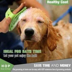 ECHOO Brosse à Shampooing Pour Animaux De Compagnie, Meilleur Peigne En Caoutchouc Pour Le Bain Et Le Massage Apaisant Pour Animaux De Compagnie Avec Poignée à Anneau Réglable -Toilletage et hygiène du chien Soldes 44752460 3