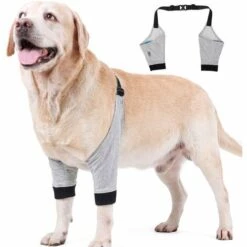 ASUPERMALL Protecteur De Coude De Chien Manchon De Jambe Avant Réglable Opération Pour Animaux De Compagnie Récupération De Blessure Orthèse De Protection 1 Paire, Gris S - Gris S