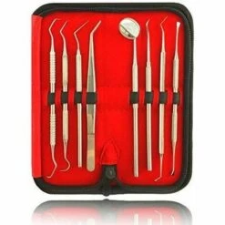 GDRHVFD Lot De 8 Détartreur Set De Soins Dentaires, Set Dentaire Instrument Dentaire / Dentiste Nettoyage Des Dents Sonde Dentaire, Set De Nettoyage Des Dents Soins Dentaires Tartare Acier Inoxydable Avec Sac De Transport