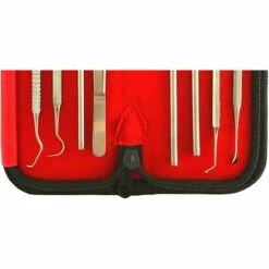 GDRHVFD Lot De 8 Détartreur Set De Soins Dentaires, Set Dentaire Instrument Dentaire / Dentiste Nettoyage Des Dents Sonde Dentaire, Set De Nettoyage Des Dents Soins Dentaires Tartare Acier Inoxydable Avec Sac De Transport -Toilletage et hygiène du chien Soldes 45733372 4