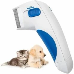 GDRHVFD Peigne À Puces Électrique Pour Chiens Et Chats, Courant Fort Peigne Anti Poux Électrique Pour Animaux De Compagnie Avec Peignes De Nettoyage Dents En Antirouille Sécuritaires (16.6Cm)