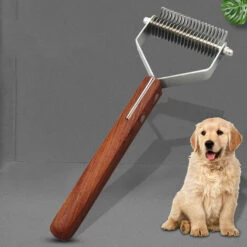 PERLE RARE Brosse à Poils De Chien Peigne D'épilation Pour Ouvrir Les Nœuds Pour Enlever Les Poils Flottants Peigne à Lame En Acier Inoxydable Avec Manche En Bois -Toilletage et hygiène du chien Soldes 46175421 3