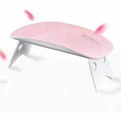 PERLE RARE Lampe UV Pour Ongles En Gel, Mini 6 W 6 Lumières UV LED Lampe Portable USB Sèche-ongles Pliable Convient Pour Tous Les Vernis à Ongles Gel (rose)