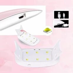 PERLE RARE Lampe UV Pour Ongles En Gel, Mini 6 W 6 Lumières UV LED Lampe Portable USB Sèche-ongles Pliable Convient Pour Tous Les Vernis à Ongles Gel (rose) -Toilletage et hygiène du chien Soldes 46524084 4