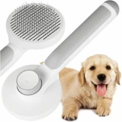 LONGZIMING Brosse Chiens Chats, Autonettoyante Brosse Poils Morts Pour Chat Chien, Peigne Pour Chats Chiens, Brosse Pour Chat Chien Poil Long Court(Gris)