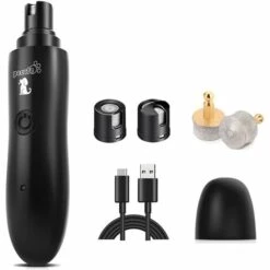 Pecute Lime à Ongle Chien, Coupe Ongle Chien Electrique, Coupe Griffes électrique Pour Chat Chien Grand Moyen, 2 Vitesses De Rotation,Travaille Pendant 14h,USB Charge Rapide 2h, 50DB Ultra-Silencieux, Noir - Noir