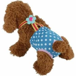 GUAZHUNIFR Points Bretelle Pantalon Hygiéniques Pour Petit Chien Sanitaire Couche Physiologique Culotte Guazhuni (Bleu)