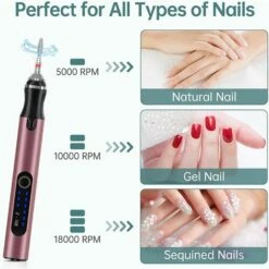 ELLE Ponceuse Pour Ongles, 13 En 1 Lime à Ongle Électrique Sans Fil Professionnel Portable Avec Foret Céramique, Ongles Manucure Machine Puissante Silencieuse Pour Salon/Maison -Toilletage et hygiène du chien Soldes 48728311 4