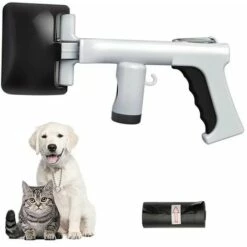 SUPERMARKET Pelle Ramasse Crotte Pour Chien, Pince Ramasse Crotte Avec Sac Ramasse Crotte Chat, Poubelle Portable Poop Scoop Pour Chiens Et Chats D'intérieur En Plein Air Dog Pooper Scooper (Noir) Superma
