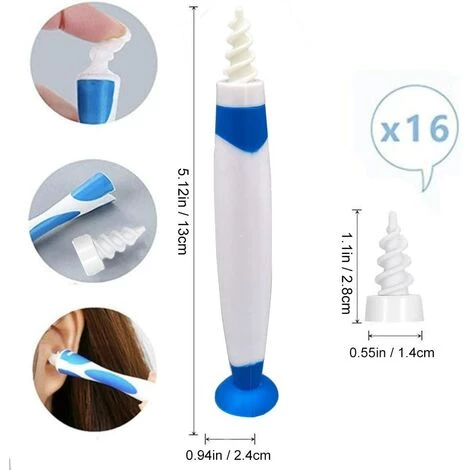 ELLE Nettoyant Oreille, Nettoyant Oreilles Avec Ventouse, Spirale Q Twists Cerumen, Kit D'enlèvement De Cire D'oreille Avec 16 Embouts De Remplacement Lavables En Silicone Pour Famille - Orange 2 ELLE Nettoyant Oreille, Nettoyant Oreilles Avec Ventouse, Spirale Q Twists Cerumen, Kit D'enlèvement De Cire D'oreille Avec 16 Embouts De Remplacement Lavables En Silicone Pour Famille - Orange – Image 2