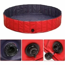 Homfa Piscine Pliable Pour Chiens Rouge 160x30 Cm PVC 7 Homfa Piscine Pliable Pour Chiens Rouge 160x30 Cm PVC -Toilletage et hygiène du chien Soldes 49660981 3