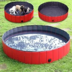 Homfa Piscine Pliable Pour Chiens Rouge 160x30 Cm PVC 9 Homfa Piscine Pliable Pour Chiens Rouge 160x30 Cm PVC -Toilletage et hygiène du chien Soldes 49660981 5