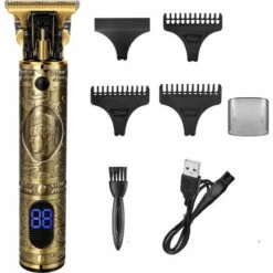 ELLE Tondeuse Cheveux Hommes,Tondeuse Barbe Electriques Professionnelle, Sans Fil Tondeuse à Cheveux Rasoir Barbe Tondeuse Kit,Écran à LED, Rechargeable, Silencieuse Pour Les Enfants Et La Famille (Doré)