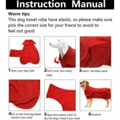 Peignoir Microfibre Super Absorbante Pour Chien, Sac De Séchage Rapide Pour Chien Avec Extensible Ceinture, Manteau De Séchage Pour Animaux, Convient Pour Douche, Natation -Rouge-S, Fontainebleau -Toilletage et hygiène du chien Soldes 51213332 5
