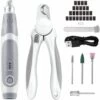 TACKLIFE Ongles Lime à Chien électrique, 3 Vitesses (5000 /12000 /18000 Tr/min), Set De Coupe Pour Chien Pour Animaux De Compagnie, Toilettage & Lissage, Rechargeable, Ultra Silencieuse, Rechargeable - TKRT20D - Blanc