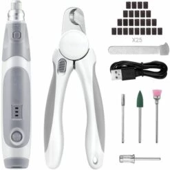 TACKLIFE Ongles Lime à Chien électrique, 3 Vitesses (5000 /12000 /18000 Tr/min), Set De Coupe Pour Chien Pour Animaux De Compagnie, Toilettage & Lissage, Rechargeable, Ultra Silencieuse, Rechargeable - TKRT20D - Blanc