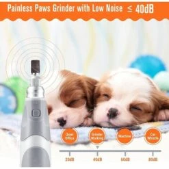 TACKLIFE Ongles Lime à Chien électrique, 3 Vitesses (5000 /12000 /18000 Tr/min), Set De Coupe Pour Chien Pour Animaux De Compagnie, Toilettage & Lissage, Rechargeable, Ultra Silencieuse, Rechargeable - TKRT20D - Blanc -Toilletage et hygiène du chien Soldes 51302890 3