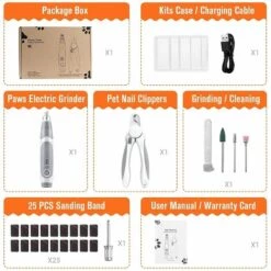 TACKLIFE Ongles Lime à Chien électrique, 3 Vitesses (5000 /12000 /18000 Tr/min), Set De Coupe Pour Chien Pour Animaux De Compagnie, Toilettage & Lissage, Rechargeable, Ultra Silencieuse, Rechargeable - TKRT20D - Blanc -Toilletage et hygiène du chien Soldes 51302890 5
