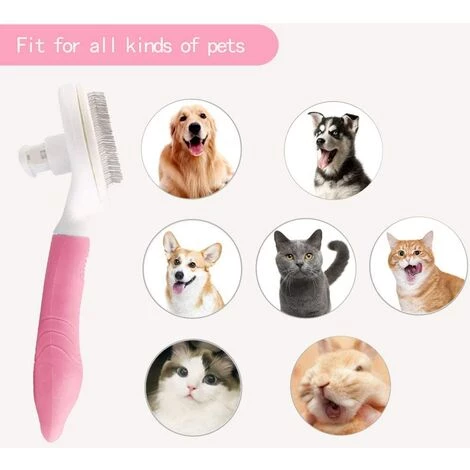 LITZEE Brosse De Toilettage De Chien, Brosse Chat Poil Long, Brosse Chiens Et Chats Autonettoyante, Avec Enlèvement Des Poils En Un Clic, Pour Chiens Et Chats De Petite, Moyenne Et Grande (Rose) 5 LITZEE Brosse De Toilettage De Chien, Brosse Chat Poil Long, Brosse Chiens Et Chats Autonettoyante, Avec Enlèvement Des Poils En Un Clic, Pour Chiens Et Chats De Petite, Moyenne Et Grande (Rose) – Image 5