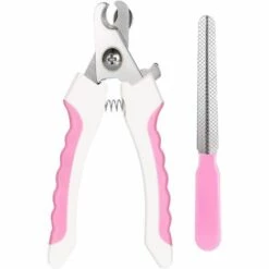 LITZEE Ciseaux à Griffe, Ciseaux à Ongles Pour Animaux, Pince à Ongles Acier Inoxydable Avec Lime à Ongles Et Limite De Sécurité, Pour Chien, Chat, Oiseau, Rongeur Et Toute Taille De Griffe (Rose)