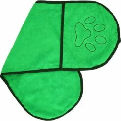 LITZEE Peignoir Pour Chien, Serviette De Bain Super Absorbante, Douche Séchage Rapide En Microfibre Multifonctions Pour Chat Puppy - 63,5 * 21CM Vert