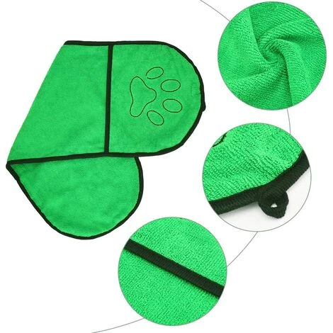 LITZEE Peignoir Pour Chien, Serviette De Bain Super Absorbante, Douche Séchage Rapide En Microfibre Multifonctions Pour Chat Puppy - 63,5 * 21CM Vert 2 LITZEE Peignoir Pour Chien, Serviette De Bain Super Absorbante, Douche Séchage Rapide En Microfibre Multifonctions Pour Chat Puppy - 63,5 * 21CM Vert – Image 2