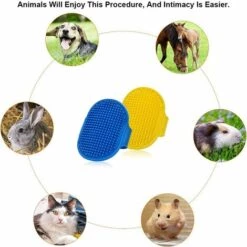 LITZEE Brosse De Toilettage Pour Chien - Brosse De Bain Pour Animal Domestique - Brosse De Bain Avec Poignée Réglable En Caoutchouc - Brosse De Douche Pour Chiens Et Chats à Poils Longs Et Courts(Bleu Et Jaune) -Toilletage et hygiène du chien Soldes 51554540 4