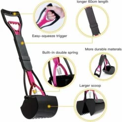 Pelle Ramasse-Crottes Pliable Pour Chien Et Chat Pet Long Manche Pooper Scooper, Facile à Déjections Ramasse, Noir & Pourpre -Toilletage et hygiène du chien Soldes 51602593 5