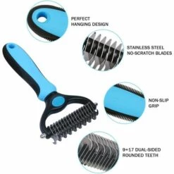 LITZEE Brosse De Toilettage Pour Chien 17 + 9 Dents Double Face Pour Enlever Les Poils Courts Ou Longs -Toilletage et hygiène du chien Soldes 51782961 4