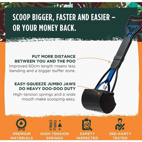 Fei Yu Pelle Ramasse Crottes Par Simply Natural – Pelles Ramasse Crottes 60 Cm à Grande Tête, Poignée Facile à Presser Et Ressors Haute Tension 2 Fei Yu Pelle Ramasse Crottes Par Simply Natural – Pelles Ramasse Crottes 60 Cm à Grande Tête, Poignée Facile à Presser Et Ressors Haute Tension – Image 2