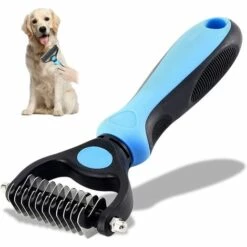 VERSAILLESFR Brosse Chien,Peigne Sous Poil Chien,Brosse Pour Chien Poil Long,Pet Peigne Brosse Brosse à Poils De Chien,Professionnel Idéal Pour Chien Et Chat Démêler, Et Pour Supprimer Poils Morts Bleu 7.7cm*16.5cm Versailles