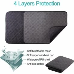 KARTOKNER MERIEM Tapis Educateur Chien Lavable,2 Pcs 100*67cm De Coussin Chien,Tapis Absorbant Chien Anti Fuite Et Antiderapant,Réutilisables Tapis Chien Pipi -Toilletage et hygiène du chien Soldes 52827479 3