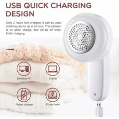 KARTOKNER Rasoir Anti Bouloche, Electrique Anti-Bouloches Peluches Avec Port USB Portable Rasoir Brosse Vetement 2 Lames Remplaçables Rasoir Peluche Pour Vêtements Pulls Meubles Laine Tapis Anti Bouloche -Toilletage et hygiène du chien Soldes 52827505 4