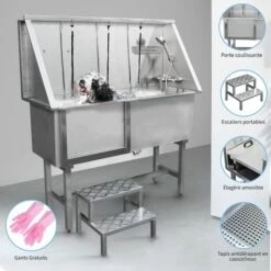 MONSTER SHOP Baignoire De Toilettage Inox 400mm - Argent