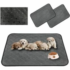 TANABATA Tapis à Pipi Pour Chien/Chat/Lapin, Tapis Éducateur Chiot, Tapis De Dressage Animal, Lavable, Réutilisable, Absorbant, 60 * 45CM, Gris, 2 Pcs