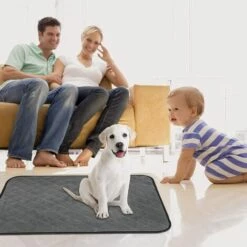 TANABATA Tapis à Pipi Pour Chien/Chat/Lapin, Tapis Éducateur Chiot, Tapis De Dressage Animal, Lavable, Réutilisable, Absorbant, 60 * 45CM, Gris, 2 Pcs -Toilletage et hygiène du chien Soldes 53856340 5