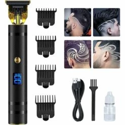 TANABATA Tondeuse Cheveux Hommes, Tondeuse Barbe Electriques Professionnelle, Sans Fil Tondeuse à Cheveux De Précision 0mm Rasoir Barbe Tondeuse Kit Avec Affichage LED Pour Usage Domestique Et Salon