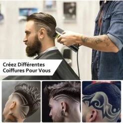TANABATA Tondeuse Cheveux Hommes, Tondeuse Barbe Electriques Professionnelle, Sans Fil Tondeuse à Cheveux De Précision 0mm Rasoir Barbe Tondeuse Kit Avec Affichage LED Pour Usage Domestique Et Salon -Toilletage et hygiène du chien Soldes 53856978 4
