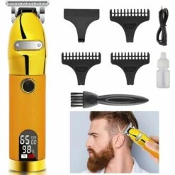 TANABATA Tondeuse Cheveux Hommes,Tondeuse à Cheveux Professionnelle Tondeuse Barbe Sans Fil, Rechargeable Silencieuse Imperméable Rasoir Precision Écran LED Pour Hommes Enfants Famille