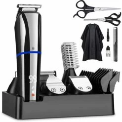 TANABATA Tondeuse Cheveux Tondeuse Barbe Pour Homme,Kit Tondeuses Faciales Corps Moustache Nez Multifonctionnele 6 En 1,Affichage LED,Rechargeable USB,Imperméable