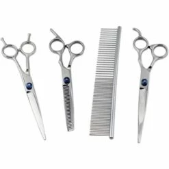 TINOR Set De Toilettage Pour Chien - 3 Paires De Ciseaux De 17,8 Cm : Arrondie, De Coupe Et à Effiler - Peigne - Professionnel -Toilletage et hygiène du chien Soldes 54847787 5