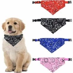 CADEAUX Lot De 4 Colliers Bandana Pour Chien Avec Boucle Réglable - Pour Petits Chiens Et Chats - Taille M