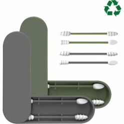 VERSAILLESFR Coton Tige Reutilisable, Lot De 4 Cotons Tige En Silicone Réutilisables Et Lavables, Cure Oreille Et Nettoyage Des Oreilles, Maquillage Des Yeux (gris Et Vert),Versailles