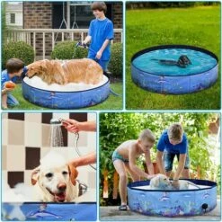 LANGRAY Piscine Pour Chien Pliable Portable En PVC 120x30cm, Pataugeoire Et Piscine Extérieure Pour Enfants, Chiens, Chats, Animaux De Compagnie -Toilletage et hygiène du chien Soldes 55920202 4
