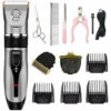 DONTODENT Tondeuse Pour Chien Professionnelle Tondeuse Chien Poil Long Epais Electrique Sans Fil Kit Toilettage Chien Rasoir Pour Chiens Chat Animaux -Ensemble 4