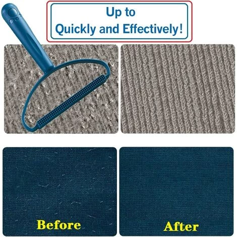 Ensoleillé Rasoir Anti-peluches Portable - Rasoir Manuel - Double Brosse Réutilisable Pour Enlever Les Poils De Pull, Manteau, Moquette, Poils D'animaux - Bleu 4 Ensoleillé Rasoir Anti-peluches Portable - Rasoir Manuel - Double Brosse Réutilisable Pour Enlever Les Poils De Pull, Manteau, Moquette, Poils D'animaux - Bleu – Image 4