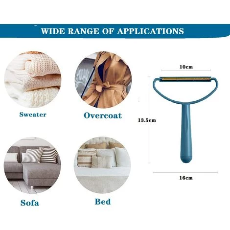 Ensoleillé Rasoir Anti-peluches Portable - Rasoir Manuel - Double Brosse Réutilisable Pour Enlever Les Poils De Pull, Manteau, Moquette, Poils D'animaux - Bleu 5 Ensoleillé Rasoir Anti-peluches Portable - Rasoir Manuel - Double Brosse Réutilisable Pour Enlever Les Poils De Pull, Manteau, Moquette, Poils D'animaux - Bleu – Image 5